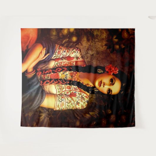 メキシコのヴィンテージピンアップガール、長編組 タペストリー (正面(横))