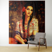 メキシコのヴィンテージピンアップガール、長編組 タペストリー (インサイチュ)