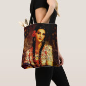 メキシコのヴィンテージピンアップガール、長編組 トートバッグ (クローズアップ)