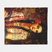 メキシコのヴィンテージピンアップガール、長編組 フリースブランケット (正面(横))