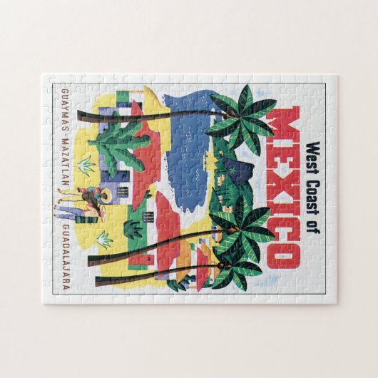 メキシコのヴィンテージ旅行ポスターアートワークの西海岸 ジグソーパズル (横)