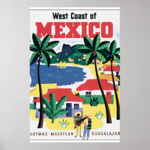 メキシコのヴィンテージ旅行ポスターアートワークの西海岸 ポスター