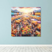 メキシコの人々農家市場抽象芸術アート キャンバスプリント (インサイチュ (ウッドフロア))