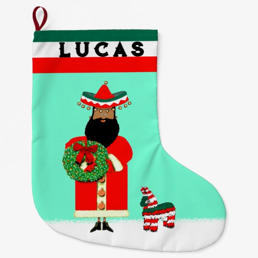 メキシコの休日のギフト ラージクリスマスストッキング (正面)