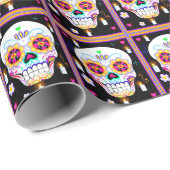 メキシコの休日の日死んだ砂糖スカル ラッピングペーパー (ロールコーナー)