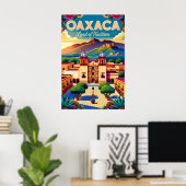 メキシコの伝統的な土地、オアハカのレトロな風景 ポスター (ホームオフィス)