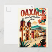 メキシコの伝統的な土地、オアハカのレトロな風景 ポストカード (正面/裏面)