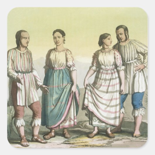 メキシコの伝統的衣装のミチョアカンインディアン( スクエアシール (正面)