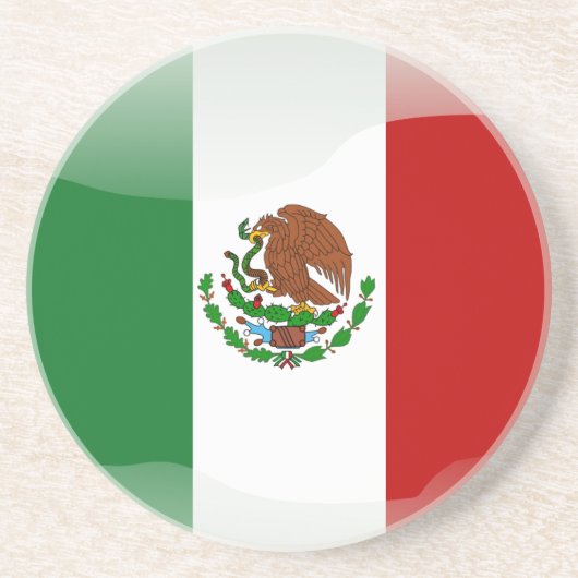 メキシコの光沢のある旗 コースター (正面)