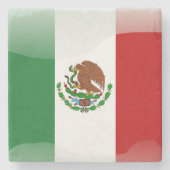 メキシコの光沢のある旗 ストーンコースター (正面)
