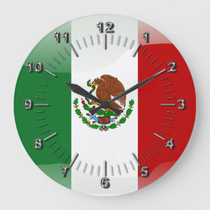 メキシコの光沢フラグ ラージ壁時計
