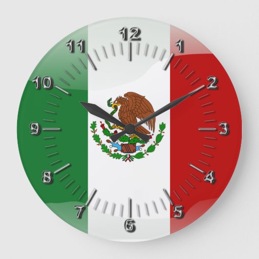 メキシコの光沢フラグ ラージ壁時計 (正面)