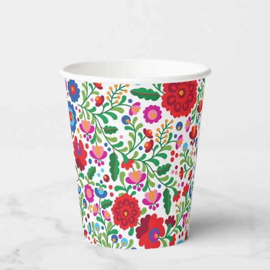 メキシコの刺カラフルしゅう模様 紙コップ (裏面)