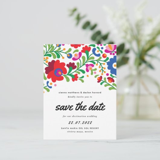 メキシコの刺繍は日付はがきを保存 ポストカード (スタンド正面)