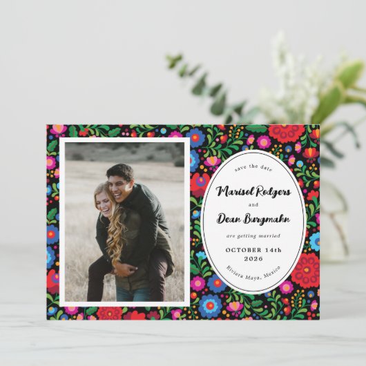 メキシコの刺繍写真の保存日 セーブザデート (スタンド正面)