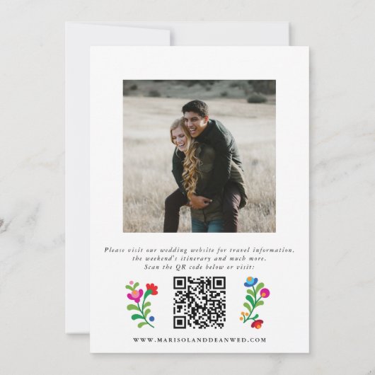 メキシコの刺繍写真の保存日 セーブザデート (裏面)