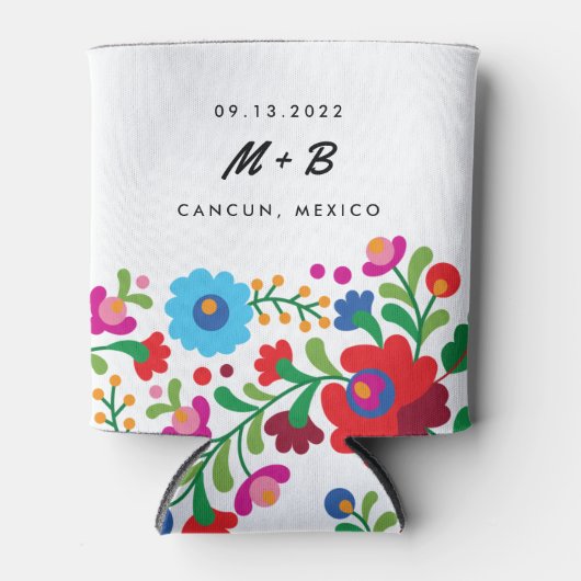 メキシコの刺繍縫い先結婚式の花嫁 缶クーラー (正面)