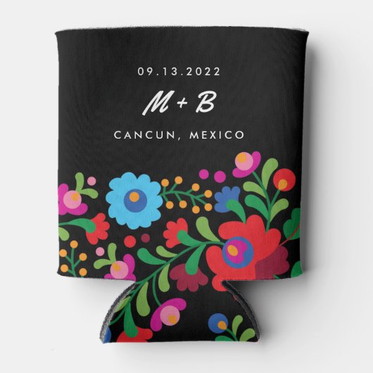 メキシコの刺繍縫い先結婚式の花嫁 缶クーラー (正面)