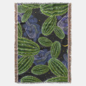 メキシコの刺繍:サボテンの夜シームレス。 スローブランケット (正面縦)