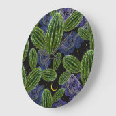 メキシコの刺繍：サボテンの夜シームレス。 ラージ壁時計 (傾斜)