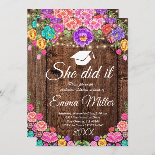 メキシコの卒業式で彼女がやった 招待状 (正面/裏面)