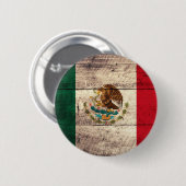 メキシコの古い木の旗 缶バッジ (正面&裏面)