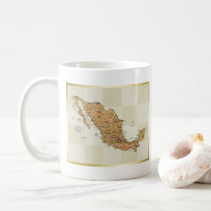 メキシコの国旗と地図のマグ コーヒーマグカップ