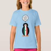 メキシコの国旗を着たペンギンの女の子のTシャツ Tシャツ (正面)