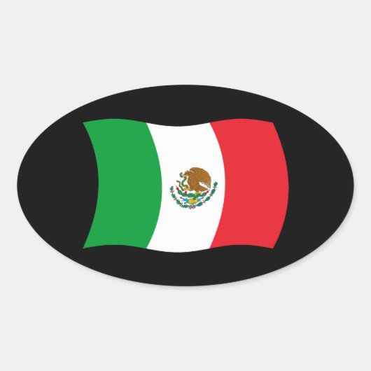 メキシコの国旗ステッカー 楕円形シール (正面)