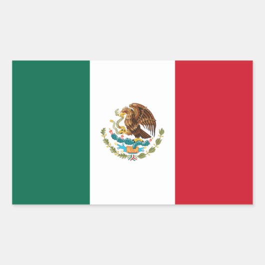メキシコの国旗ステッカー 長方形シール (正面)