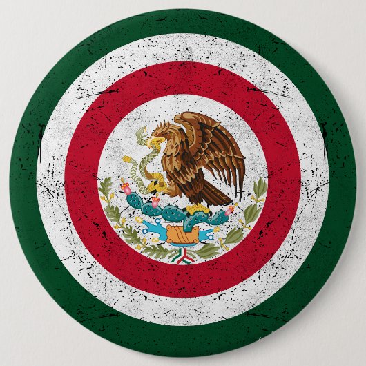 メキシコの国章レトロデザイン 缶バッジ (正面)