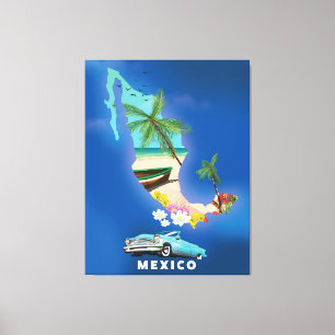 メキシコの地図イラストレーション旅行ポスター。 キャンバスプリント
