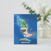 メキシコの地図イラストレーション旅行ポスター。 ポストカード (スタンド正面)