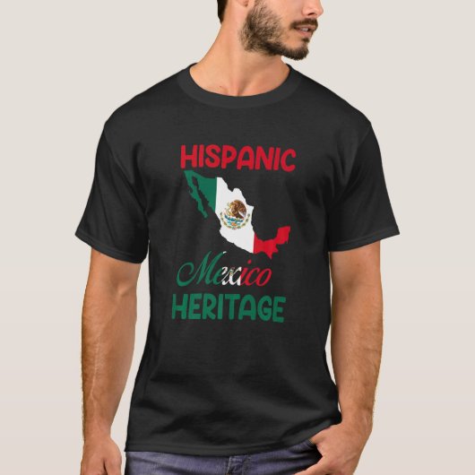 メキシコの地図メキシコ国旗ヒスパニック伝統ラテン文字 Tシャツ (正面)
