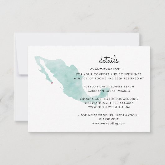 メキシコの地図 |カボ |詳細 出欠カード (正面)