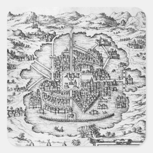 メキシコの地図 スクエアシール (正面)