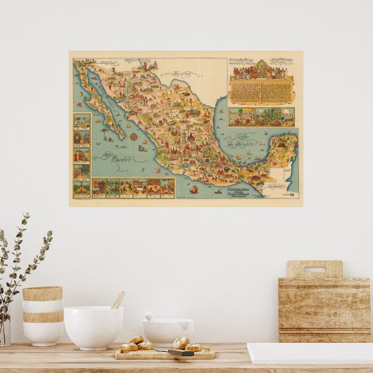 メキシコの地図 ポスター (キッチン)