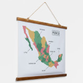 メキシコの地図 吊り下げ型タペストリー (傾斜あり)