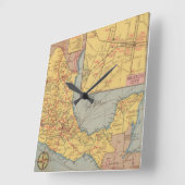 メキシコの地図- "私達の南隣人" スクエア壁時計 (傾斜)