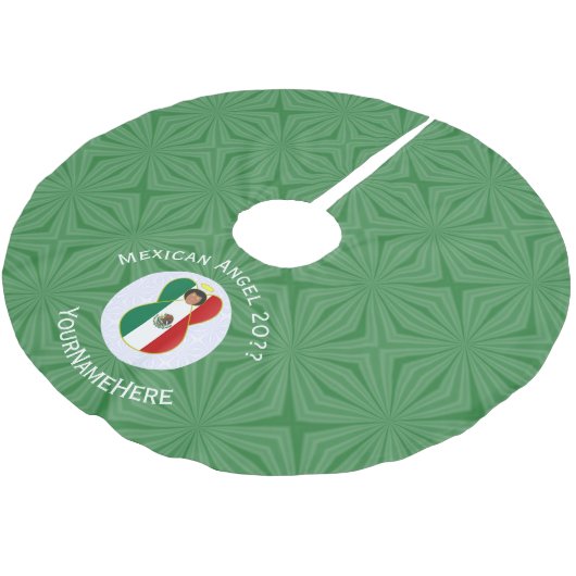 メキシコの天使のクリスマスフラグ - 個人名入り  ブラッシュドポリエステルツリースカート (アングル)