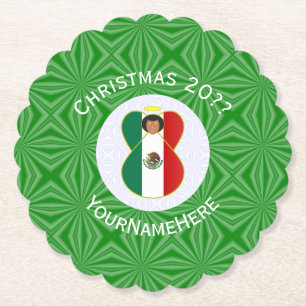メキシコの天使クリスマスフラグカスタマイズ ペーパーコースター