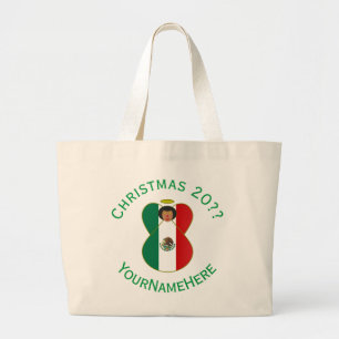 メキシコの天使クリスマスフラグカスタマイズ ラージトートバッグ