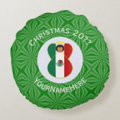 メキシコの天使クリスマスフラグパーソナライズド ラウンドクッション (裏面)