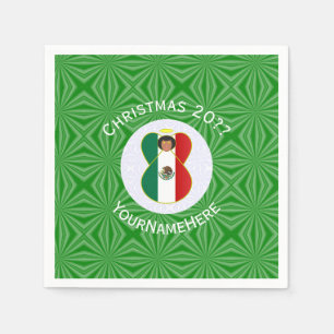 メキシコの天使クリスマスフラグパーソナライズペーパー スタンダードカクテルナプキン