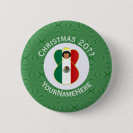 メキシコの天使クリスマスフラグ パーソナライズ  缶バッジ