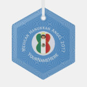 メキシコの天使ハヌカ旗パーソナライズ  ガラスオーナメント (正面)