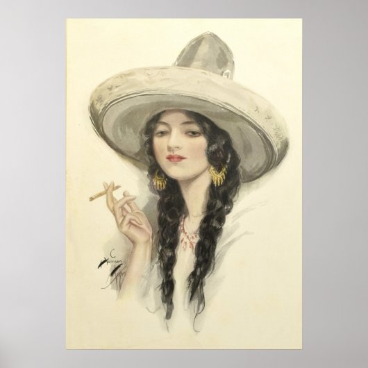メキシコの女性 - ビンテージアート ポスター (正面)