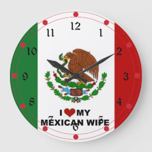 メキシコの妻が好き – メキシコ国旗 ラージ壁時計