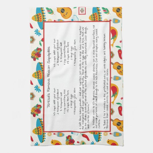 メキシコの家族レシピ家宝 キッチンタオル (縦)