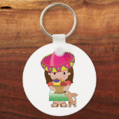 メキシコの少女と犬 キーホルダー (正面)